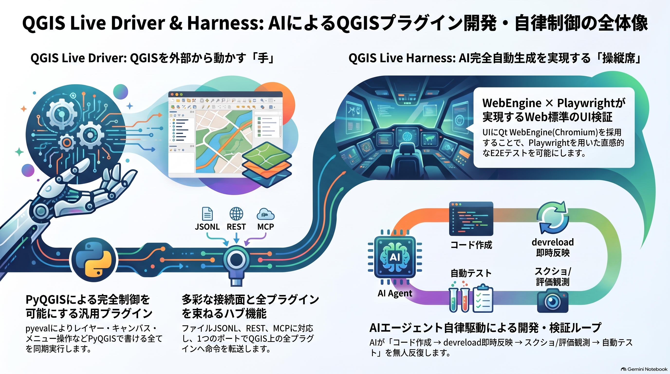 QGIS Live Driver & Harness: AIによるQGISプラグイン開発・自律制御の全体像
